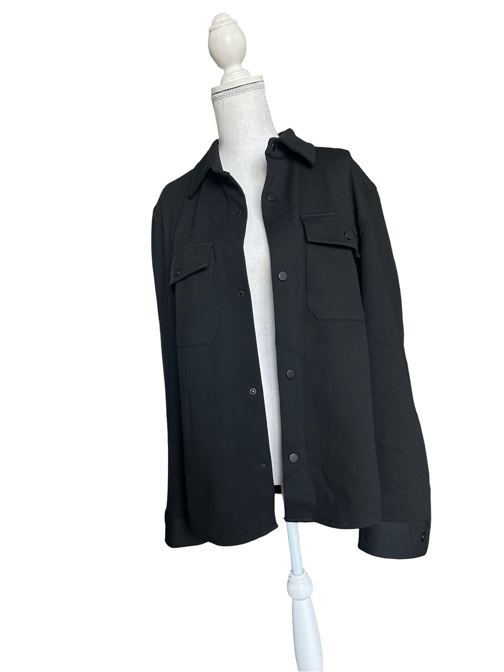 Zara Black Snap Button Overshirt Shacket Size S